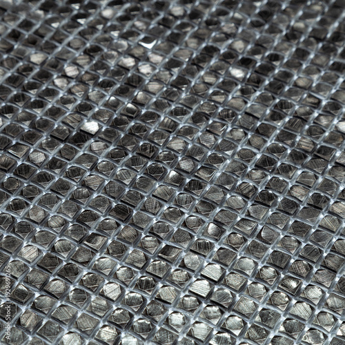 Diagonal Brushed Metal Micro Mosaic Tile in Silver and Gunmetal