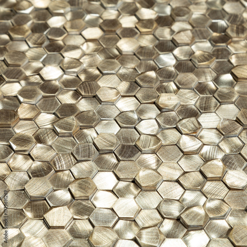 Brushed Gold Metal Honeycomb Mosaic Tile