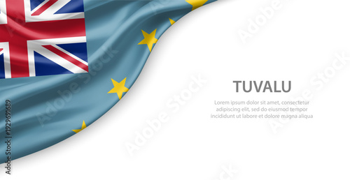Tuvalu Waving National Flag Template Background With Copy Space