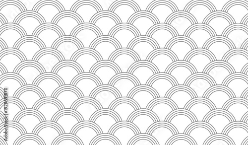 Soft, layered scallop pattern in subtle grey lines on white, evoking a gentle, organic, and elegant texture for decorative backgrounds.