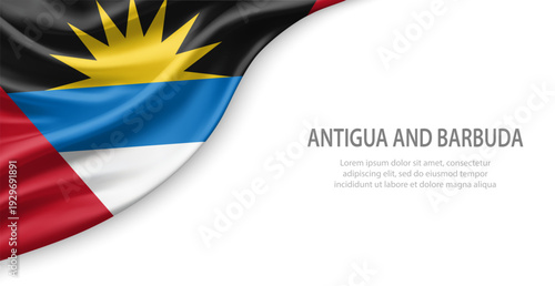 Antigua and Barbuda Waving National Flag Template Background With Copy Space