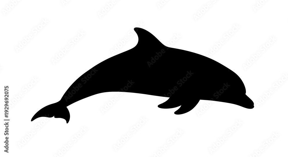 Fototapeta premium Black silhouette of a dolphin swimming.