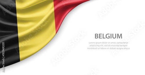 Belgium Waving National Flag Template Background With Copy Space