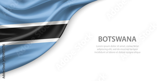 Botswana Waving National Flag Template Background With Copy Space