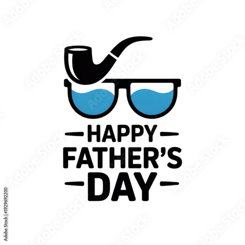 Happy father's day illustration featuring a classic smoking pipe and stylish blue sunglasses. illustration
