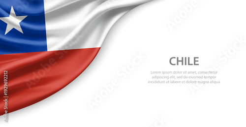 Chile Waving National Flag Template Background With Copy Space