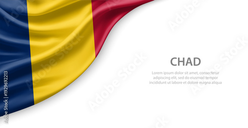 Chad Waving National Flag Template Background With Copy Space