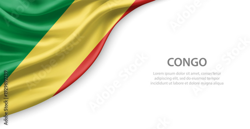 Congo Waving National Flag Template Background With Copy Space