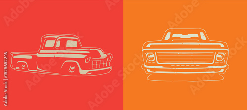 Vintage Classic Pickup Truck Vector.