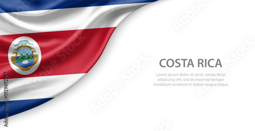 Costa Rica Waving National Flag Template Background With Copy Space