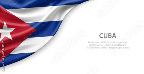 Cuba Waving National Flag Template Background With Copy Space