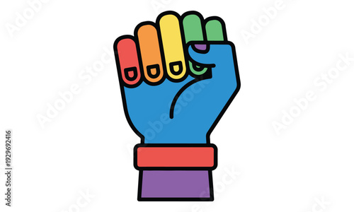 Rainbow Fist Icon, LGBTQ+ Pride, Diversity, and Solidarity