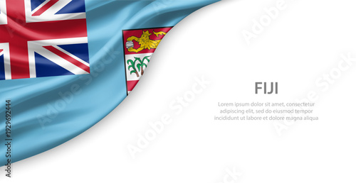 Fiji Waving National Flag Template Background With Copy Space
