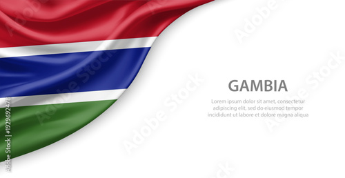Gambia Waving National Flag Template Background With Copy Space