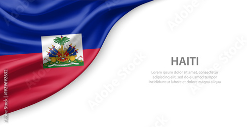 Haiti Waving National Flag Template Background With Copy Space