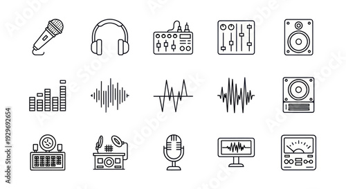 Audio Equipment and Sound Wave Icons Collection