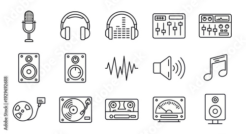 Audio Equipment Icons: Music, Sound, Recording, DJ, Studio Icons