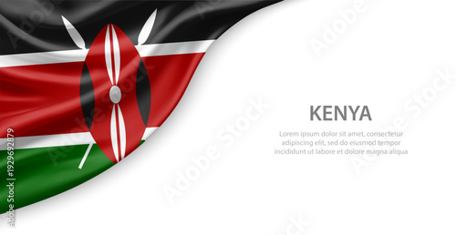 Kenya Waving National Flag Template Background With Copy Space