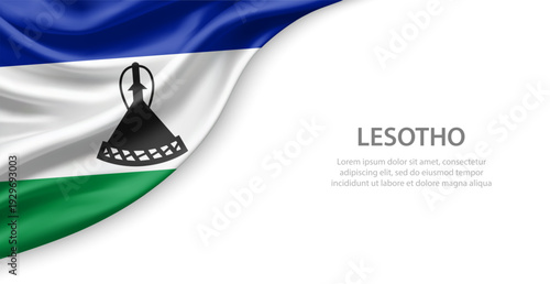 Lesotho Waving National Flag Template Background With Copy Space