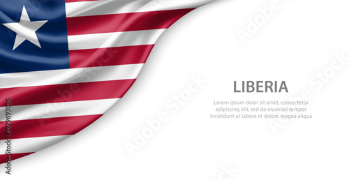 Liberia Waving National Flag Template Background With Copy Space