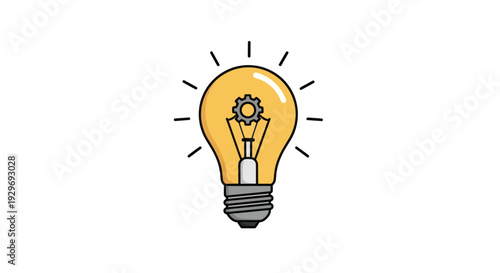 Bright Idea Light Bulb with Gear Inside - Innovation and Creativity Concept