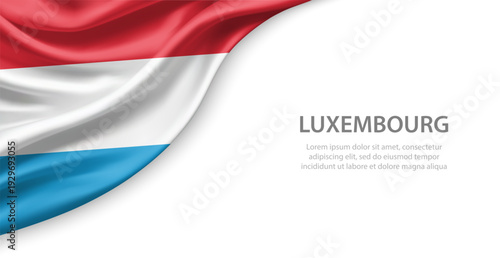 Luxembourg Waving National Flag Template Background With Copy Space