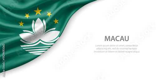 Macau Waving National Flag Template Background With Copy Space
