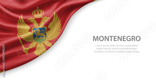 Montenegro Waving National Flag Template Background With Copy Space