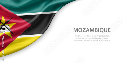 Mozambique Waving National Flag Template Background With Copy Space