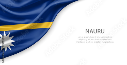 Nauru Waving National Flag Template Background With Copy Space