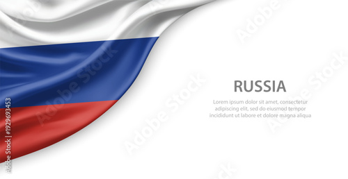 Russia Waving National Flag Template Background With Copy Space