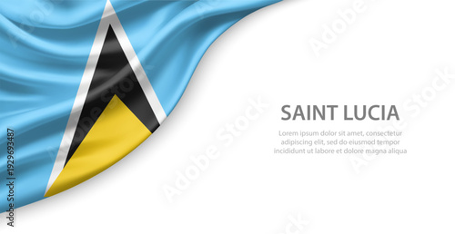 Saint Lucia Waving National Flag Template Background With Copy Space