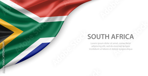 South Africa Waving National Flag Template Background With Copy Space