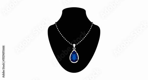 Elegant teardrop sapphire pendant on a delicate silver chain