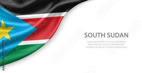 South Sudan Waving National Flag Template Background With Copy Space