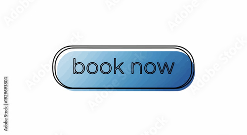 A blue gradient button with an outline and "book now" text in thin black letters