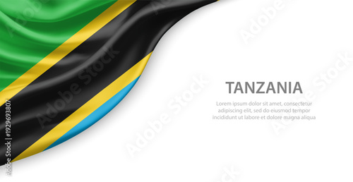Tanzania Waving National Flag Template Background With Copy Space
