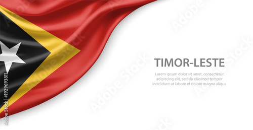 Timor-Leste Waving National Flag Template Background With Copy Space