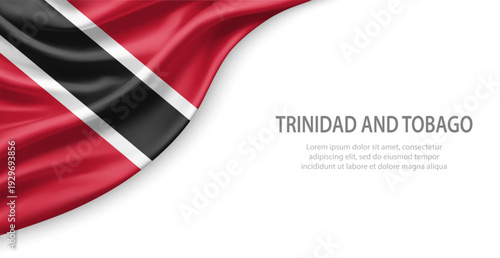 Trinidad and Tobago Waving National Flag Template Background With Copy Space