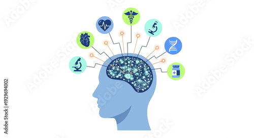 AI in Healthcare: Artificial Intelligence Brain Network Connecting Medical Research, Diagnostics, Genetics, and Personalized Medicine