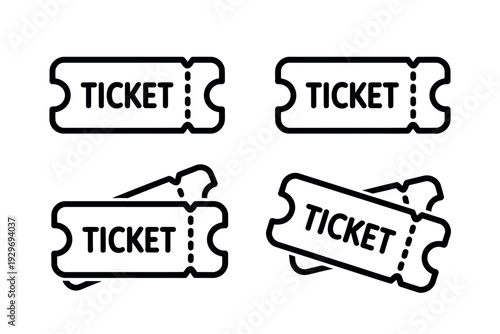 Four black ticket icons illustrations