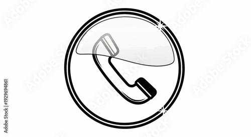 Classic telephone receiver icon within a circular border with sparkle accents