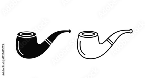 Two black pipe illustrations presented in a striking silhouette