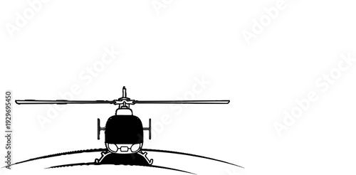 A schematic illustration of a helicopter viewed from the front, against a white background