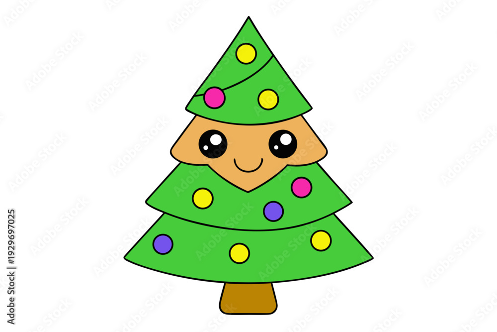 Fototapeta premium Christmas tree white background 