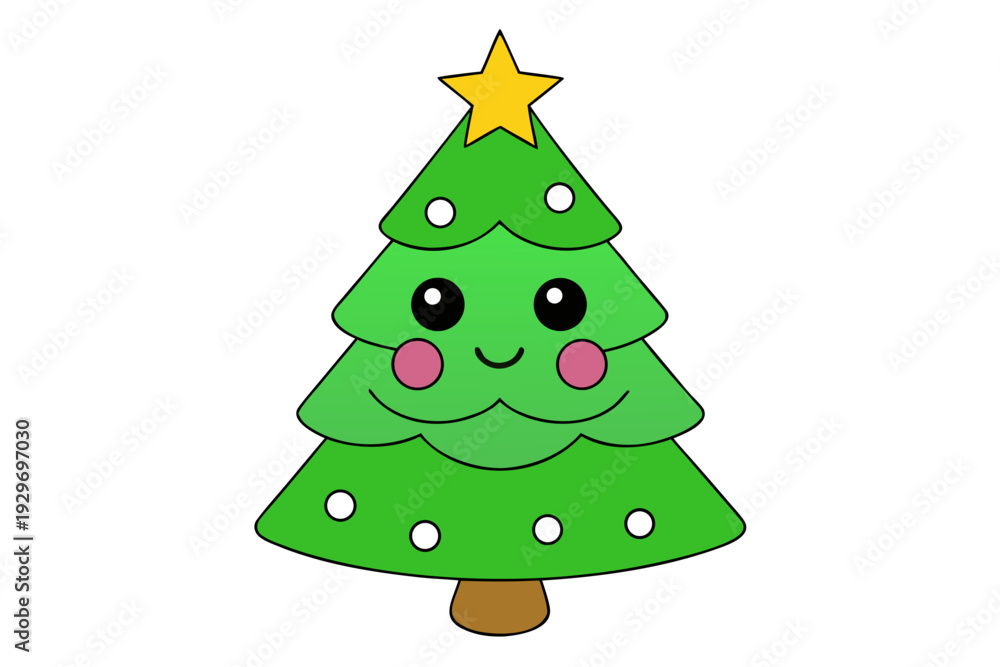 Fototapeta premium Christmas tree white background 