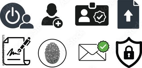 Security and authentication icons for user verification and data protection