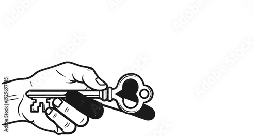 Hand holding a vintage ornate key, symbolizing opportunity and access