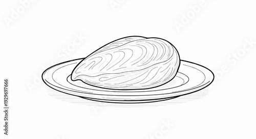 Black and white illustration of a cooked chicken breast on a simple plate