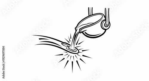 Molten metal being poured from a crucible into a mold, creating sparks